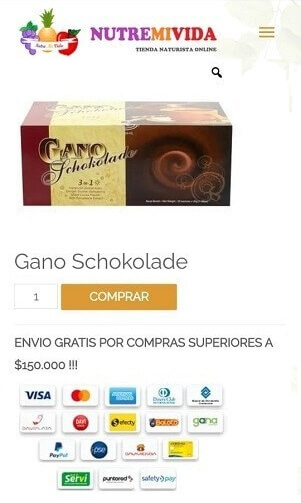 Gano Schokolade - chocolate comprar en Colombia