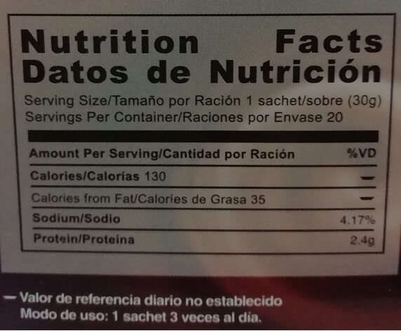 Tabla nutricional Gano Schokolade - Nutrition Facts
