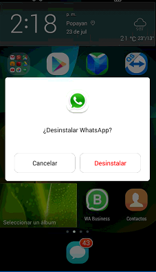 Desinstalar WhatsApp personal